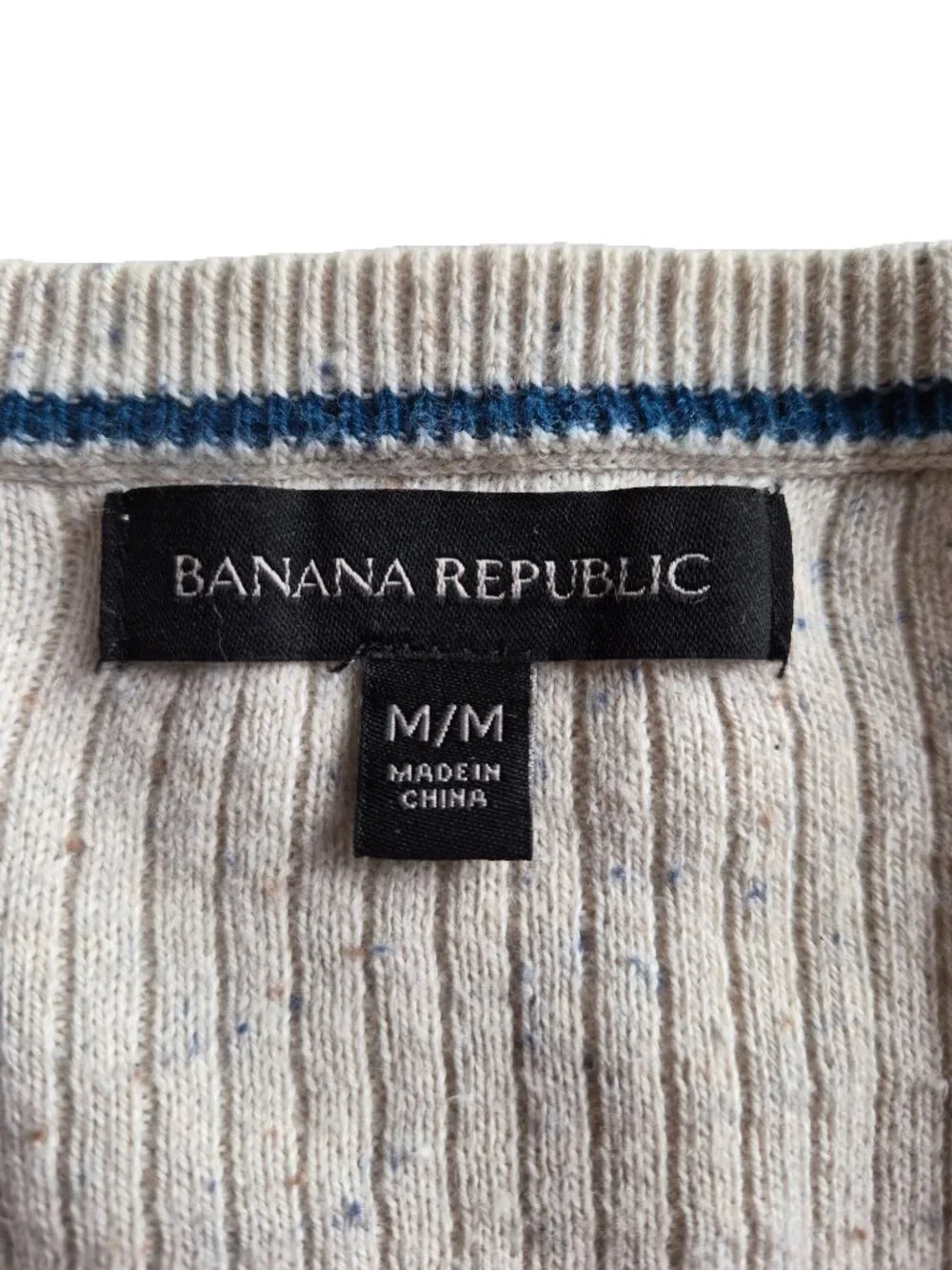 Banana Republic Thermal Waffle Weave Long Sleeve Henley Tee Oatmeal Color M